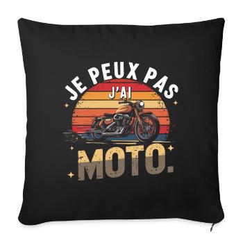 Je peux pas j ai Moto vintage - Housse de coussin décorative 45 x 45 cm - noir - Devant