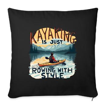 Kayaking Kanufahren Kajak Berg Mit See - Sofakissenbezug 45 x 45 cm - Schwarz - Vorne