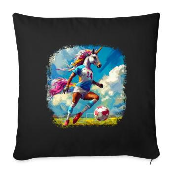 Unicorns Soccer / Soccer Unicorn - Sofa pillowcase 17,3'' x 17,3'' (45 x 45 cm) - black - Front