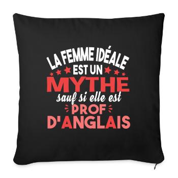 Prof d'anglais professeur langues english métier - Housse de coussin décorative 45 x 45 cm - noir - Devant