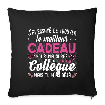 Collègue Collègues Femme T-shirt Mug Cadeau - Housse de coussin décorative 45 x 45 cm - noir - Devant