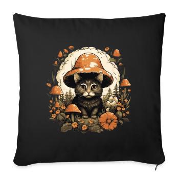 Cat cottagecore - Sofa pillowcase 17,3'' x 17,3'' (45 x 45 cm) - black - Front