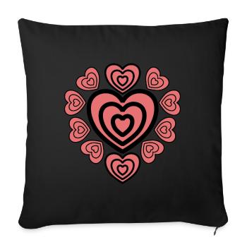 Liebe mit rosa Herz - Sofakissenbezug 45 x 45 cm - Schwarz - Vorne