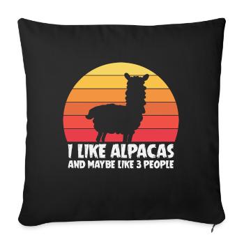 J’aime les alpagas drôle d’alpaga - Housse de coussin décorative 45 x 45 cm - noir - Devant