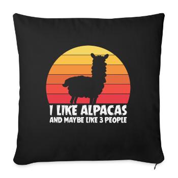 Alpaga Drôle d’amoureux des animaux Alpagas - Housse de coussin décorative 45 x 45 cm - noir - Devant