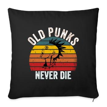 Old Punks Never Die - Vintage Punk - Sofa pillowcase 17,3'' x 17,3'' (45 x 45 cm) - black - Front