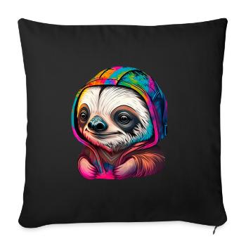 Baby Sloth Face Graffiti - Housse de coussin décorative 45 x 45 cm - noir - Devant