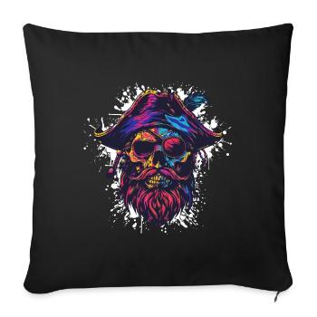 Crâne de pirate - Housse de coussin décorative 45 x 45 cm - noir - Devant