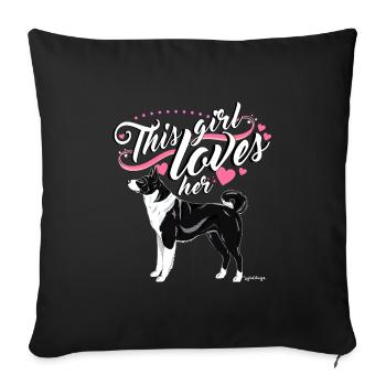 Karelian Bear Dog Girl2 - Sofa pillowcase 17,3'' x 17,3'' (45 x 45 cm) - black - Front