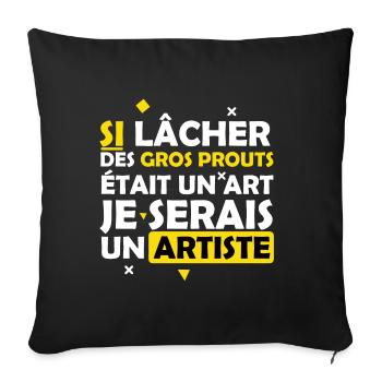 Péter - Artiste - Beauf - Gros Péteur - Humour - Housse de coussin décorative 45 x 45 cm - noir - Devant