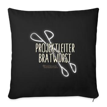 Grill T-Shirt Projektleiter Bratwurst Grillzange - Sofakissenbezug 45 x 45 cm - Schwarz - Vorne