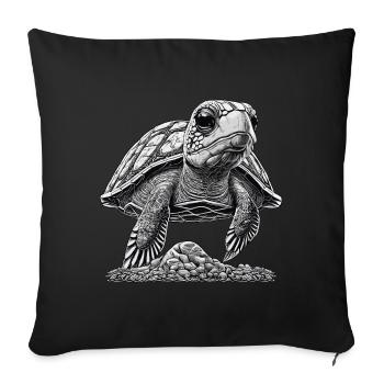 Black and White Swimming Baby Turtle - Sofa pillowcase 17,3'' x 17,3'' (45 x 45 cm) - black - Front