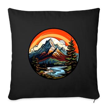 Mountains, Landscape, Nature - Sofa pillowcase 17,3'' x 17,3'' (45 x 45 cm) - black - Front