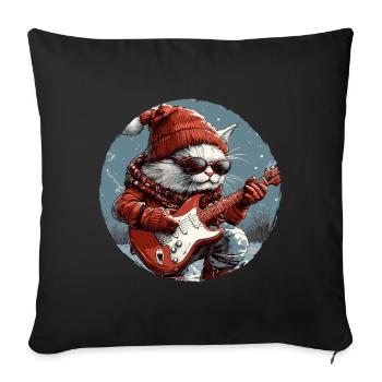 Cat Christmas Guitar Party - Sofa pillowcase 17,3'' x 17,3'' (45 x 45 cm) - black - Front