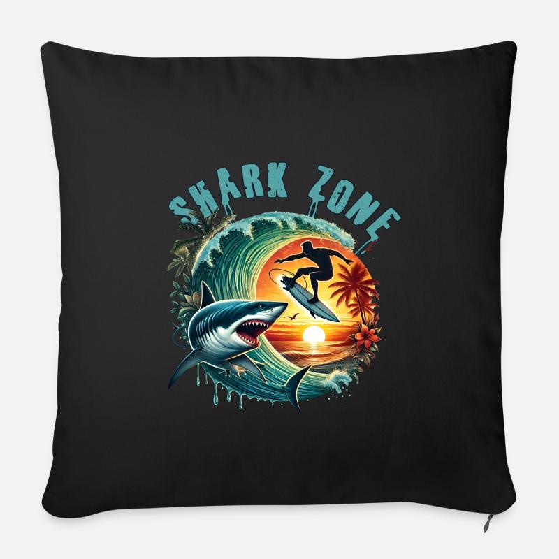 Shark Zone - Sofakissenbezug 45 x 45 cm - Schwarz