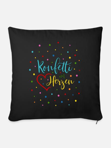 Konfetti im Herzen - Sofakissenbezug 45 x 45 cm - Schwarz