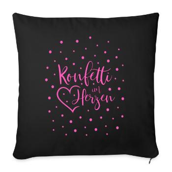 Konfetti im Herzen - Sofakissenbezug 45 x 45 cm - Schwarz - Vorne