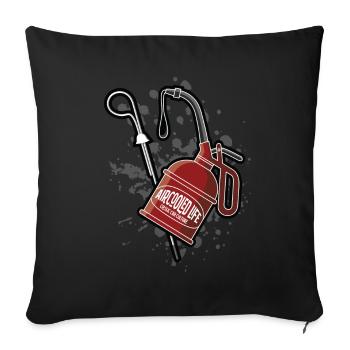 Oil is Aircooled Life - Oil Can Dip Stick Design - Sofa pillowcase 17,3'' x 17,3'' (45 x 45 cm) - black - Front