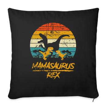 Mamasaurus Dinosaur 2 Kids Retro Vintage Cadeau - Housse de coussin décorative 45 x 45 cm - noir - Devant