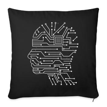 Platine Chip Circuitboard mit CPU Kopf Design - Sofakissenbezug 45 x 45 cm - Schwarz - Vorne