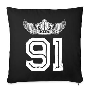 91 Number crown - Sofa pillowcase 17,3'' x 17,3'' (45 x 45 cm) - black - Front