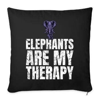 Les éléphants sont mon ami animal éléphant de thérapie - Housse de coussin décorative 45 x 45 cm - noir - Devant