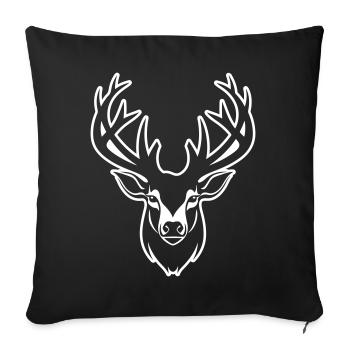 Bois de tête de silhouette de cerf - Housse de coussin décorative 45 x 45 cm - noir - Devant