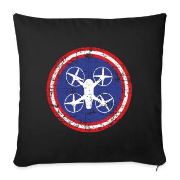 Round sign with quadrocopter in the middle - Sofa pillowcase 17,3'' x 17,3'' (45 x 45 cm) - black - Front
