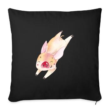 Schweinchen Schwein Minischwein Ferkel Springend - Sofakissenbezug 45 x 45 cm - Schwarz - Vorne