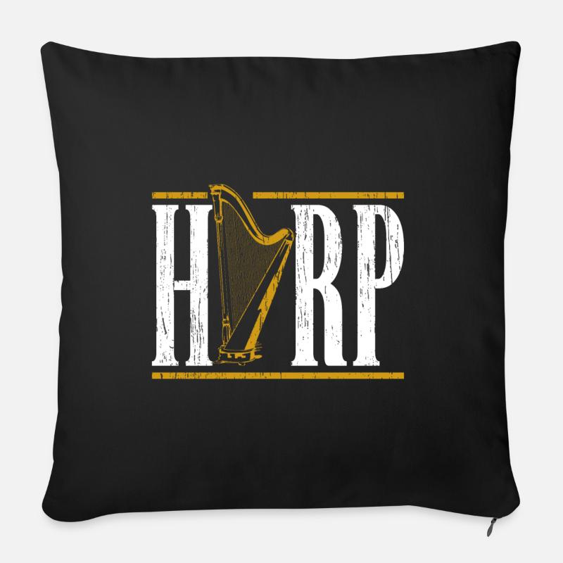 harpe - Housse de coussin décorative 45 x 45 cm - noir