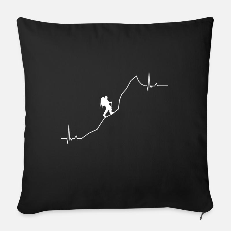 Wandern Herzschlag Mit Bergen - Sofakissenbezug 45 x 45 cm - Schwarz