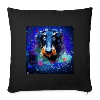 Teckel, chien, peinture, graffiti, coloré - Housse de coussin décorative 45 x 45 cm - noir - Devant
