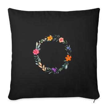Douce couronne de fleurs, personnalisable - Housse de coussin décorative 45 x 45 cm - noir - Devant