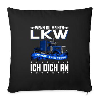 Brummi LKW Fahrer Motiv T Shirt 152 - Sofakissenbezug 45 x 45 cm - Schwarz - Vorne
