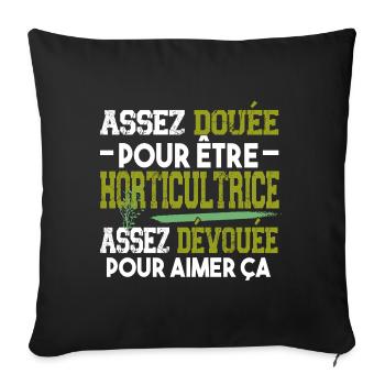 Horticultrice Horticulture Arbre Nature Métier - Housse de coussin décorative 45 x 45 cm - noir - Devant
