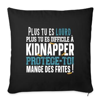 Frites Bouffe Nourriture Malbouffe Humour Obèse - Housse de coussin décorative 45 x 45 cm - noir - Devant