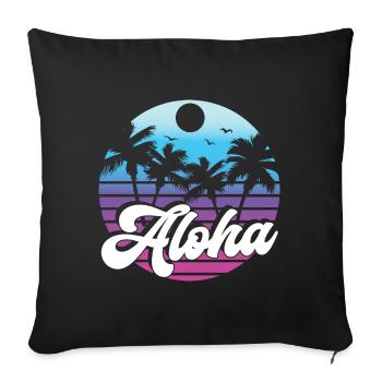 Aloha Surfer Palms Beach Retro Hawaii Beach 70s - Sofa pillowcase 17,3'' x 17,3'' (45 x 45 cm) - black - Front