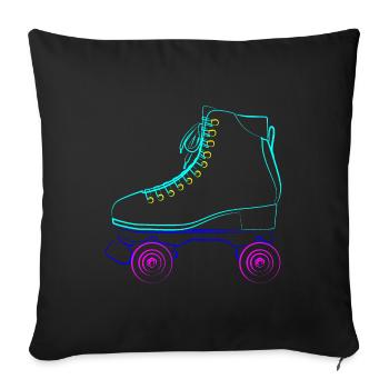 Rollschuhe, roller skates derby skate park, wrotki - Housse de coussin décorative 45 x 45 cm - noir - Devant