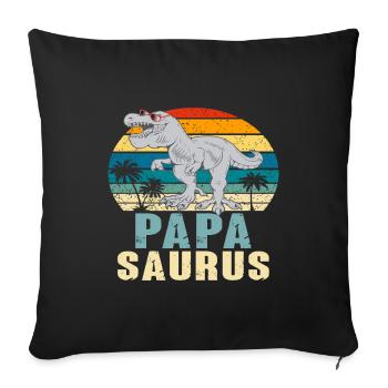 Papasaurus Fête des Pères Dinosaure T-Rex Idée Cadeau - Housse de coussin décorative 45 x 45 cm - noir - Devant