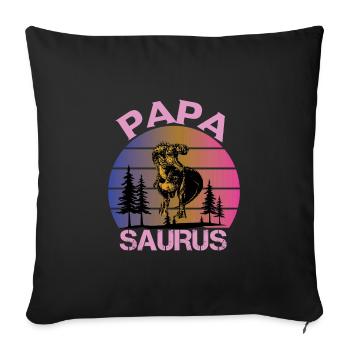 Papasaurus Fête des Pères Dinosaure T-Rex Idée Cadeau - Housse de coussin décorative 45 x 45 cm - noir - Devant