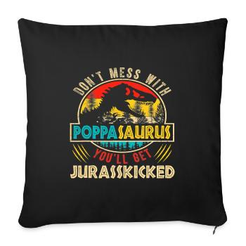 Papasaurus - père, père, fête des pères, cadeau, famille - Housse de coussin décorative 45 x 45 cm - noir - Devant