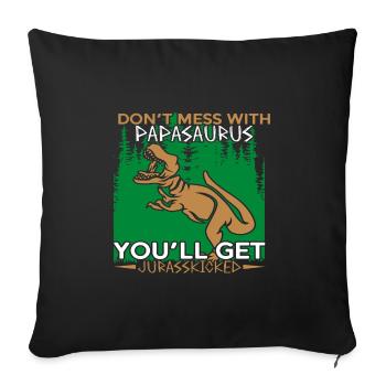 Papasaurus - père, père, fête des pères, cadeau, famille - Housse de coussin décorative 45 x 45 cm - noir - Devant