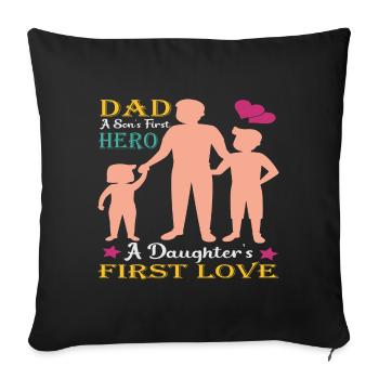 | D’AMOUR DE PAPA HERO Fête des Pères Fête des Pères - Housse de coussin décorative 45 x 45 cm - noir - Devant