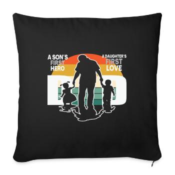 | D’AMOUR DE PAPA HERO Fête des Pères Fête des Pères - Housse de coussin décorative 45 x 45 cm - noir - Devant