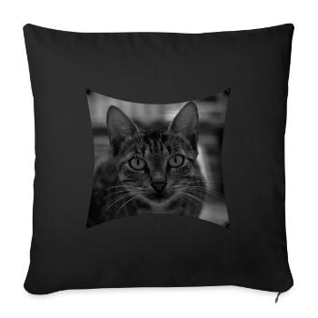 Chat sauvage - Housse de coussin décorative 45 x 45 cm - noir - Devant