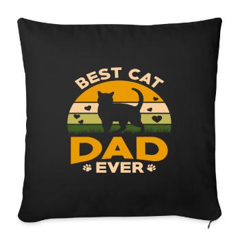 Meilleur chat papa jamais meilleur chat papa chat chaton - Housse de coussin décorative 45 x 45 cm - noir - Devant