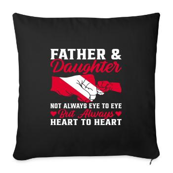 père et fille - Housse de coussin décorative 45 x 45 cm - noir - Devant
