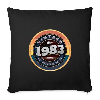 40e anniversaire en 2023 Retro Sunset né en 1983 - Housse de coussin décorative 45 x 45 cm - noir - Devant