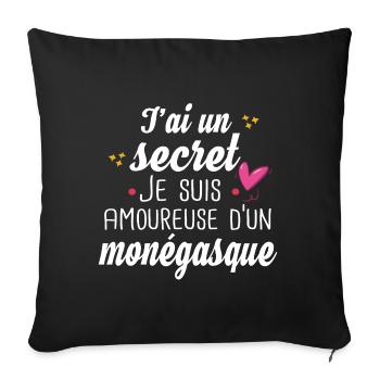 Monégasque Monaco Femme Amoureuse Cadeau Humour - Housse de coussin décorative 45 x 45 cm - noir - Devant