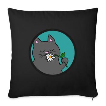 Gray Summer Cat - Sofa pillowcase 17,3'' x 17,3'' (45 x 45 cm) - black - Front